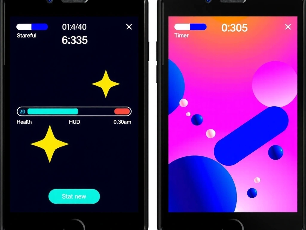 Visual comparison of cluttered vs. clean UI for a puzzle game